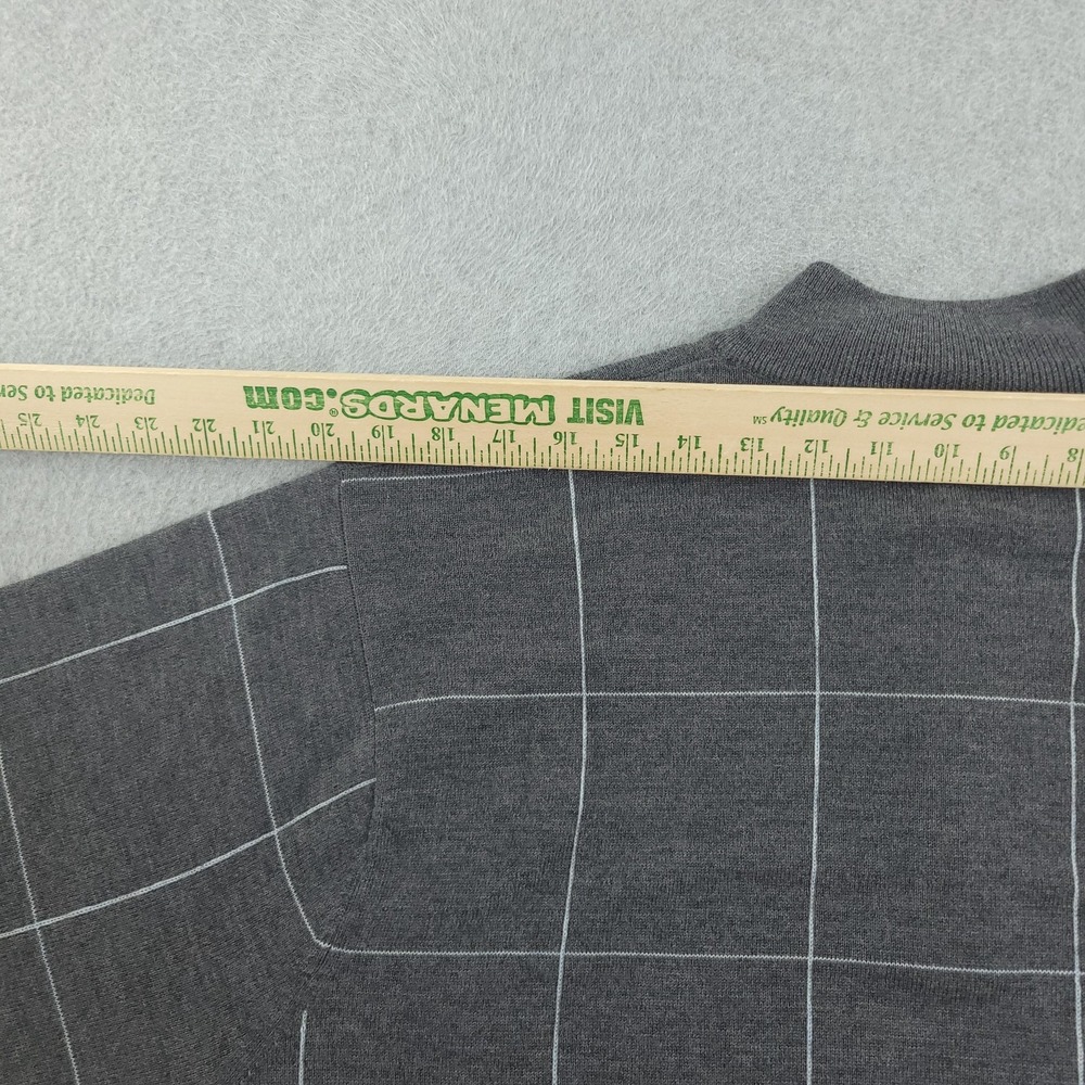Peter Millar Sweater Mens XL Gray Merino Wool 1/4 Zip Mock Neck Pullover Check - Picture 11 of 12